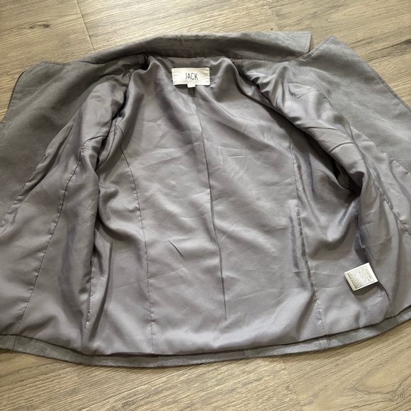 Jack BB Dakota Faux Suede Gray Jacket Asymmetrical Zip Size S Collar - Picture 10 of 11